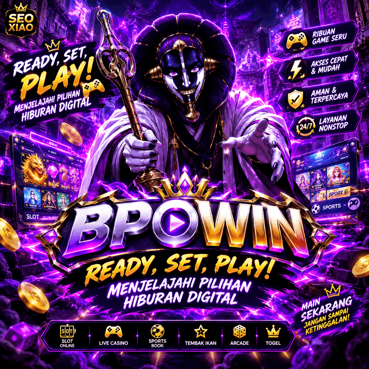 Thumbnail 1 of 3, Poster, BPOWIN | Ready, Set, Play! Menjelajahi Pilihan Hiburan Digital designed and sold by BPOWIN.